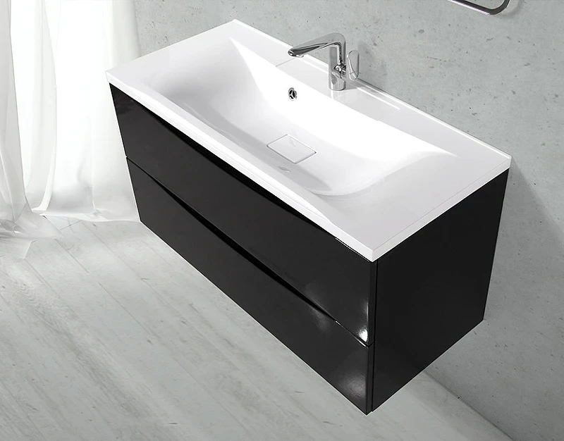 Тумба под раковину BelBagno Marino 100 MARINO-1000-2C-SO-NL-P подвесная Nero Lucido МДФ / ЛДСП