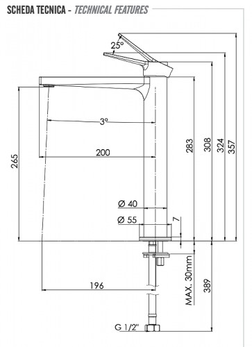 Смеситель для раковины Remer Slash Dot SL11LBG цвет Золото брашированное