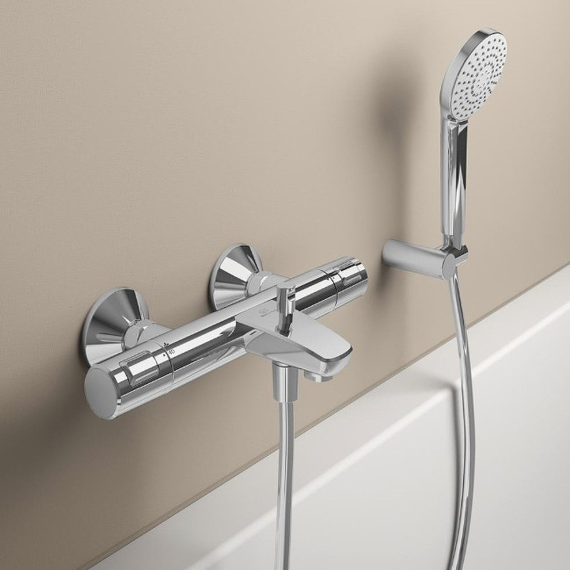 Смеситель для ванны Ideal Standard Ceratherm T25 A7206AA с термостатом Хром латунь на стену