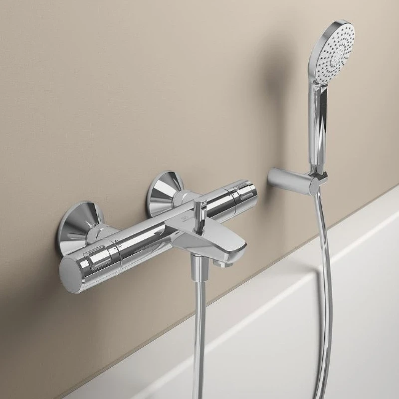 Смеситель для ванны Ideal Standard Ceratherm T25 A7206AA с термостатом Хром латунь на стену