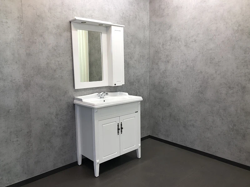 Зеркальный шкаф Comforty Палермо 80 00004139246 Белый глянец МДФ / ЛДСП, стекло