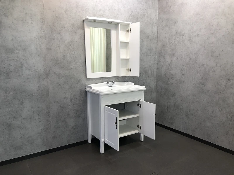 Зеркальный шкаф Comforty Палермо 80 00004139246 Белый глянец МДФ / ЛДСП, стекло