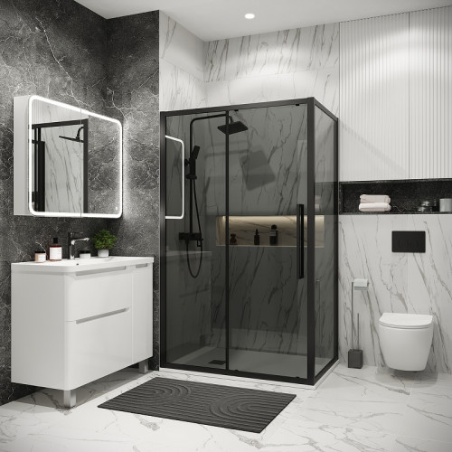 Душевой уголок Grossman Cosmo 100х80 120.K33.02.1080.21.10 профиль Черный матовый стекло тонированное