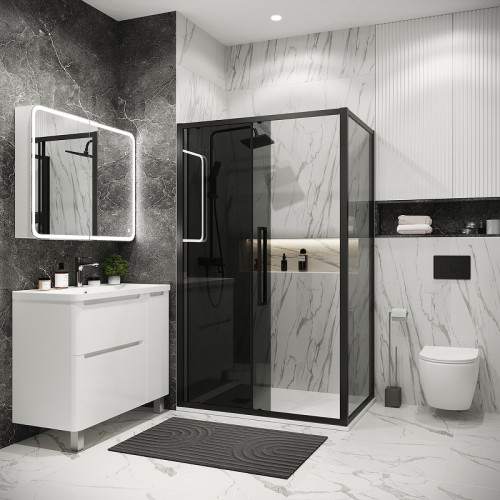 Душевой уголок Grossman Cosmo 100х80 120.K33.02.1080.21.10 профиль Черный матовый стекло тонированное