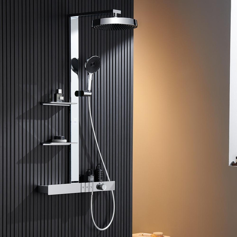 Душевая система Black&White Gravity GH-9005N-C 9005NC с термостатом цвет Хром