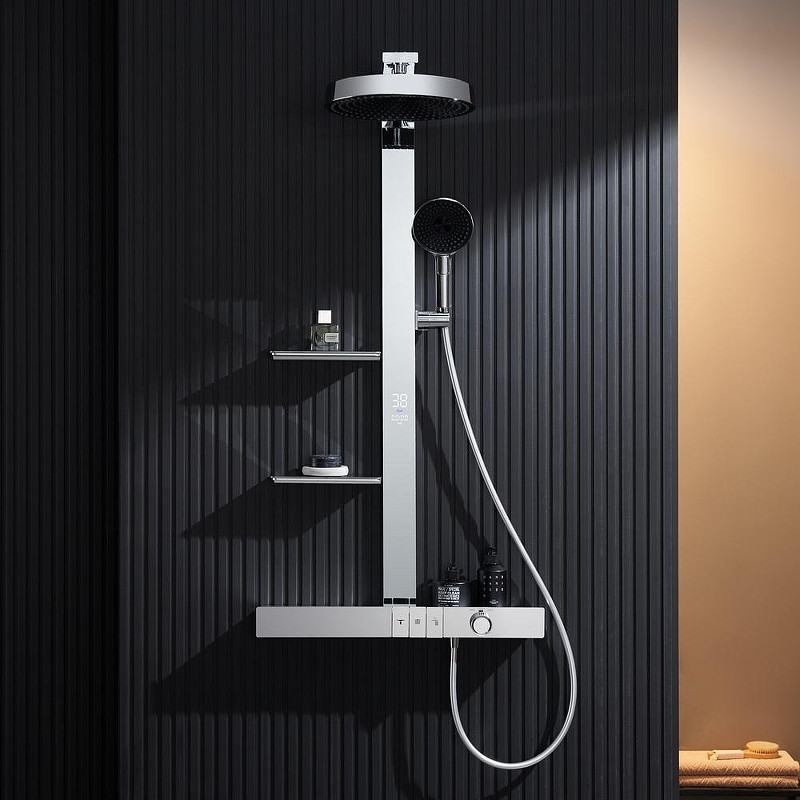 Душевая система Black&White Gravity GH-9005N-C 9005NC с термостатом цвет Хром