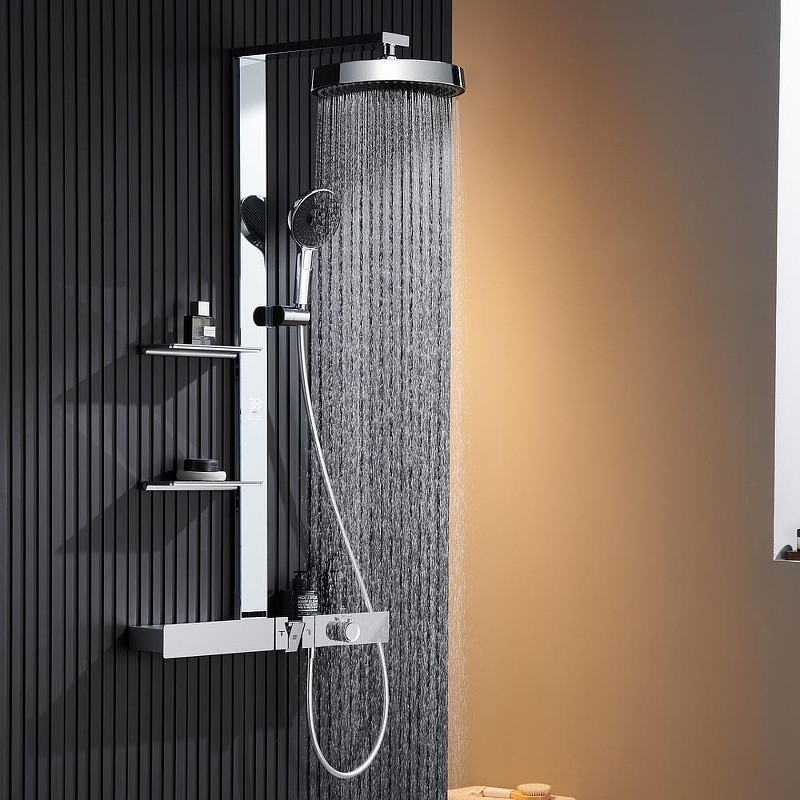 Душевая система Black&White Gravity GH-9005N-C 9005NC с термостатом цвет Хром