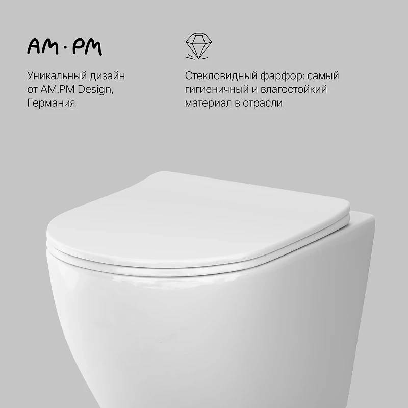 Комплект унитаза с инсталляцией AM.PM Like IS90238.801900 с сиденьем Микролифт и Черной матовой клавишей смыва фарфор подвесной