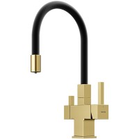 Смеситель для кухни Sancos Arno SC4005BG Золото брашированное Черный латунь