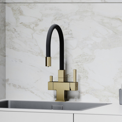 Смеситель для кухни Sancos Arno SC4005BG Золото брашированное Черный латунь