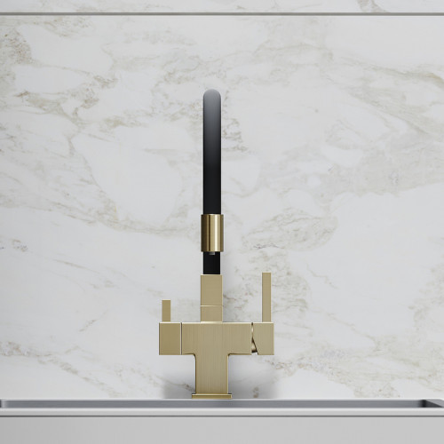 Смеситель для кухни Sancos Arno SC4005BG Золото брашированное Черный латунь