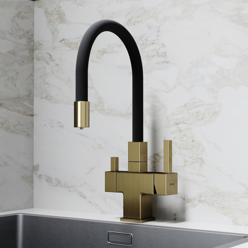 Смеситель для кухни Sancos Arno SC4005BG Золото брашированное Черный латунь