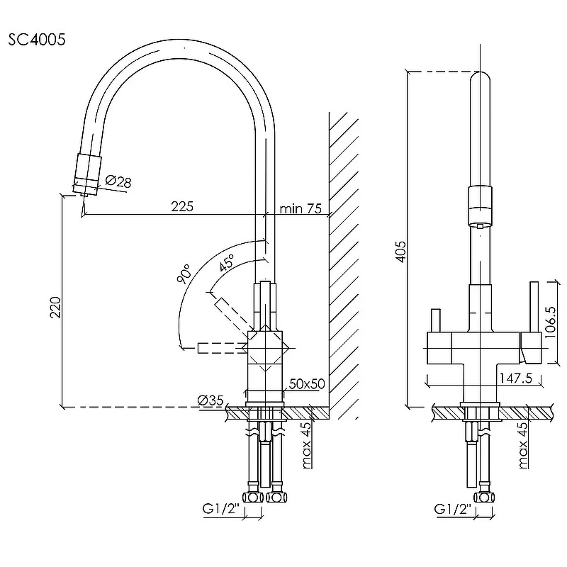 Смеситель для кухни Sancos Arno SC4005BG Золото брашированное Черный латунь