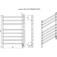 Электрический полотенцесушитель Grois Laura GR-132 500x 800 RAL 9005 П8 R Черный матовый
