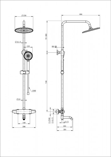 Душевая система Wonzon &amp; Woghand Capsule WW-B3031-A3-CR с термостатом цвет Хром