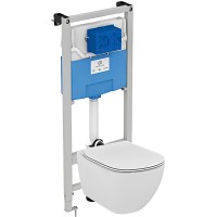Комплект унитаза с инсталляцией Ideal Standard Tesi T386801 с сиденьем Микролифт фарфор подвесной