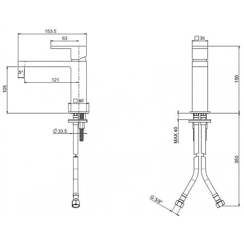 Смеситель для раковины Cezares UNIKA-LSM1-03/24-W0