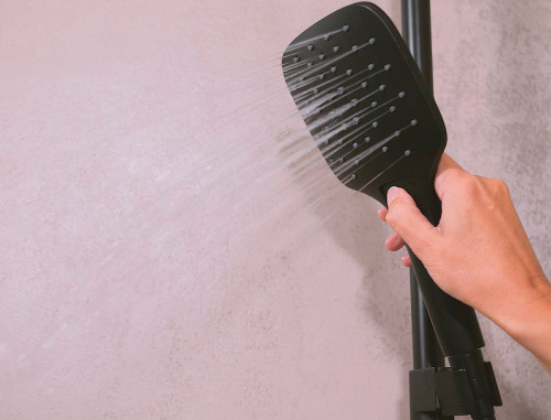 Душевая система Ravak Flat FL 091.20BL X070443 с термостатом Черная матовая латунь на стену