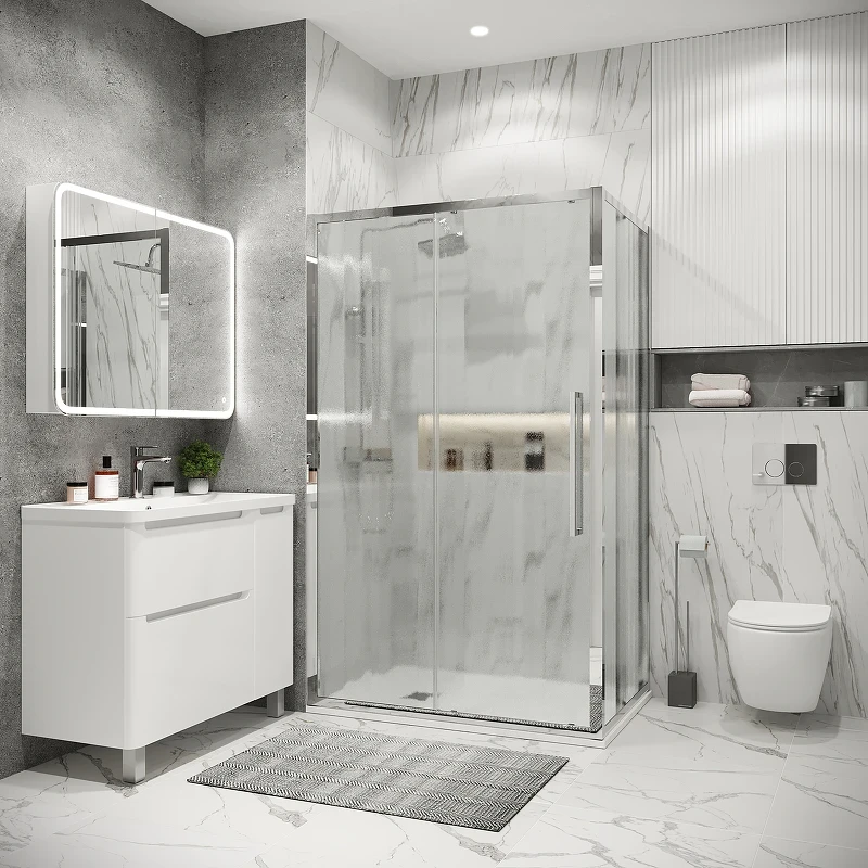Душевой уголок Grossman Cosmo 120х80 120.K33.02.1280.10.02 профиль Хром стекло шиншилла