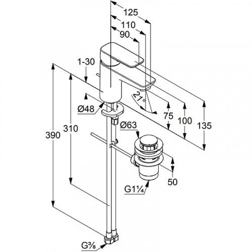 Смеситель для раковины Kludi Pure Style 403820575 Хром латунь