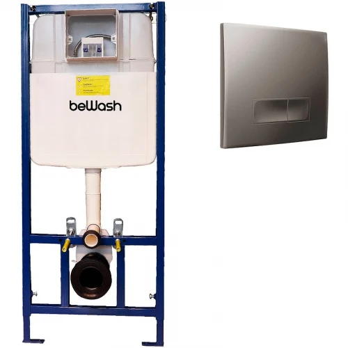 Инсталляция beWash BW74 K500RZVP0400MKK00000 для унитаза с клавишей смыва Хром матовый пластик