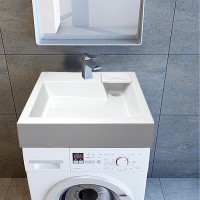 Раковина Azario Slim 60 CS00078302 на стиральную машину Белая искусственный камень (литьевой мрамор) подвесная, на стиральную машину