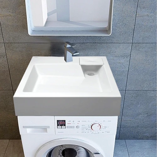 Раковина Azario Slim 60 CS00078302 на стиральную машину Белая искусственный камень (литьевой мрамор) подвесная, на стиральную машину