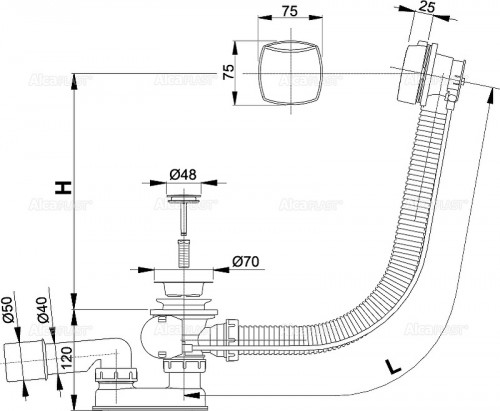 Слив-перелив Alcaplast A51CR полуавтомат Хром