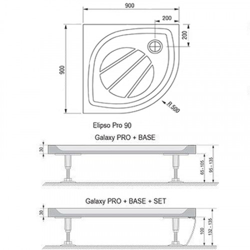 Душевой поддон из искусственного камня Ravak Elipso Pro 90х90 XA237701010 Белый