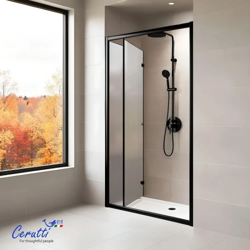Душевая дверь Ceruttispa Белла (Bella) 100 BELLA D101BF 12010 профиль Черный матовый стекло матовое