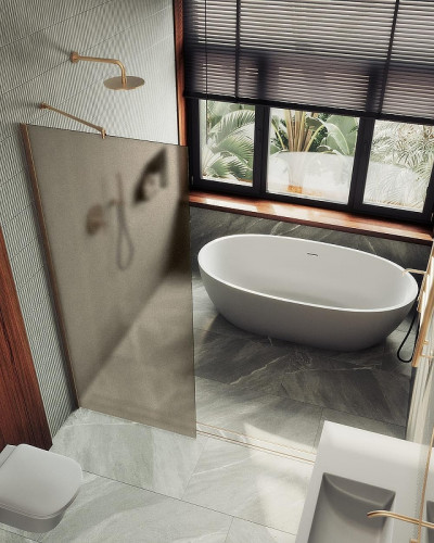 Душевая перегородка Maybah Glass MGD-692-2ш 890х1950 в широком профиле Бронза стекло бронзовое матовое