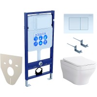 Комплект унитаза с инсталляцией Aquatek Set Aquatek Амадео cm-009 4в1 с сиденьем Микролифт и Белой клавишей смыва фарфор подвесной