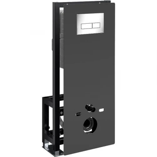 Инсталляция WasserKRAFT Glan 66TLT.010.ME.BL.CH03 для унитаза Черное стекло с клавишей смыва Хром