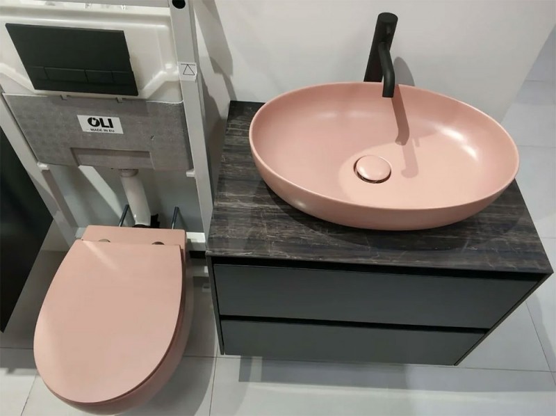 Раковина-чаша AeT Elite Oval 55 L616T0R0V0142 Розовая матовая фаянс накладная