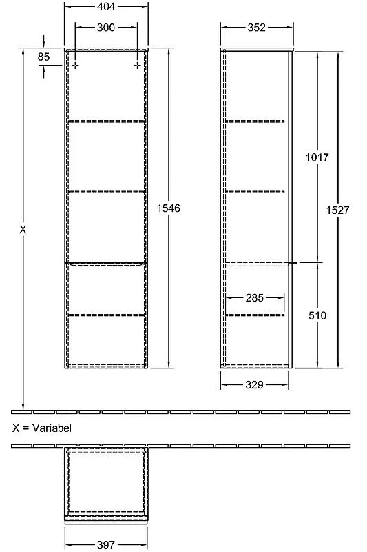 Шкаф-пенал Villeroy&Boch Venticello 40 R A95114E8 подвесной Белое дерево