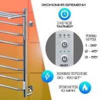 Электрический полотенцесушитель Ника Way-3 80/40 U с полкой Хром нержавеющая сталь