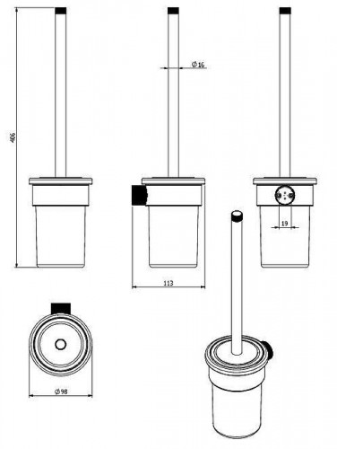 Ершик для унитаза Splendy Passion PA4051VSBM цвет Черный матовый