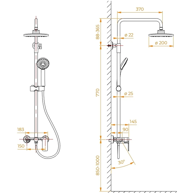 Душевая система RGW Shower Panels SP-26B 59140126-04 Черная латунь на стену