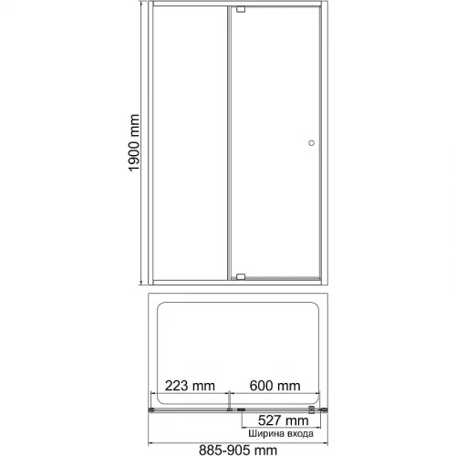 Душевая дверь WasserKRAFT Aula 90 11P04 профиль Хром стекло прозрачное
