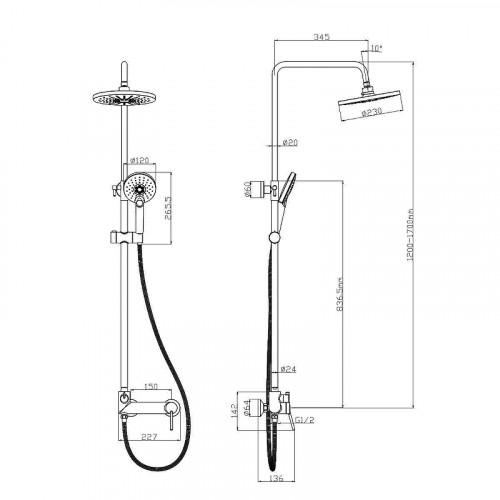 Душевая система Lemark Minima LM3862C Хром латунь на стену