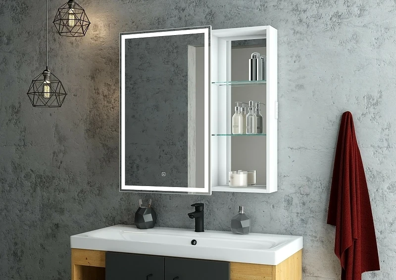 Зеркальный шкаф Bellezza Марта 80 L 4646613022013 с подсветкой Белый МДФ / ЛДСП, стекло