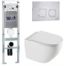 Комплект унитаза с инсталляцией WeltWasser AMBERG 350 ST + MERZBACH 043 XL GL-WT + AMBERG RD-MT CR 10000013763 цвет Белый глянцевый с сиденьем Микролифт и клавишей смыва цвет Хром матовый