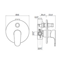 Смеситель для душа Gattoni H2Omix1000 1034/10C0 Хром латунь встраиваемый