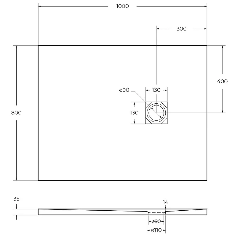 Душевой поддон из искусственного камня BelBagno Uno 100x80 TRAY-MR-UNO-AH-100/80-35-W Белый