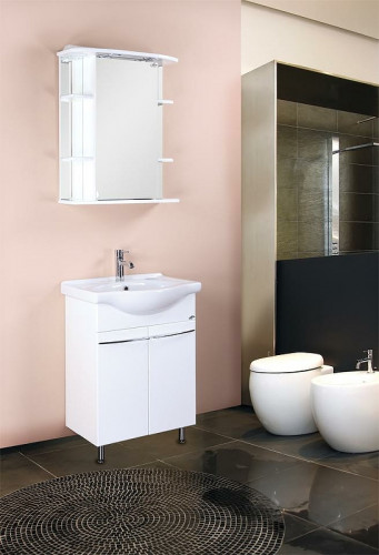 Зеркальный шкаф Onika Глория 65.02 R 206507 с подсветкой Белый МДФ / ЛДСП, стекло