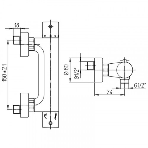 Смеситель для душа Paini Cox 78PJ511TH с термостатом Золото матовое
