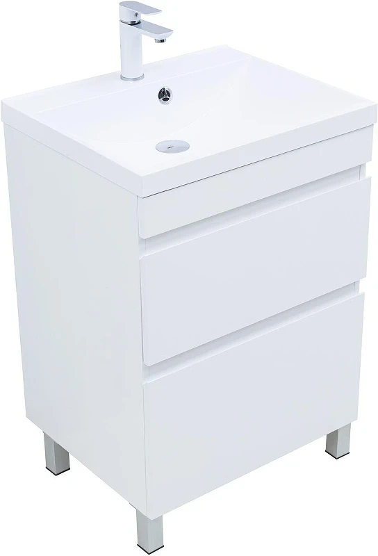 Тумба с раковиной Aquanet Нота New 60 345796 цвет Белый глянец