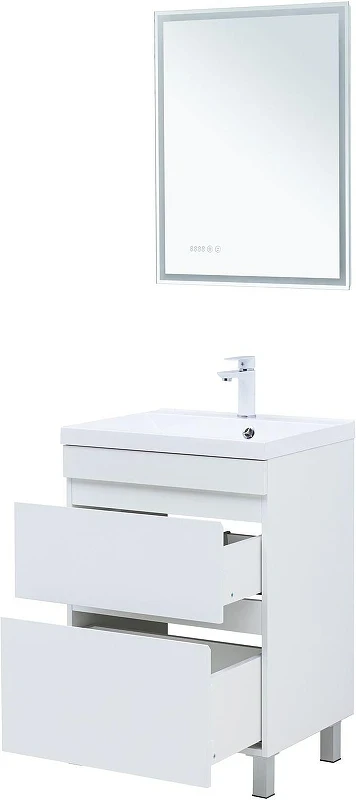 Тумба с раковиной Aquanet Нота New 60 345796 цвет Белый глянец