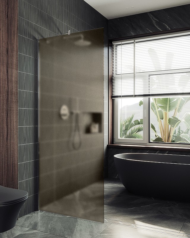 Душевая перегородка Maybah Glass MGD-703-5ш 690x1950 в широком профиле Хром матовый стекло бронзовое матовое
