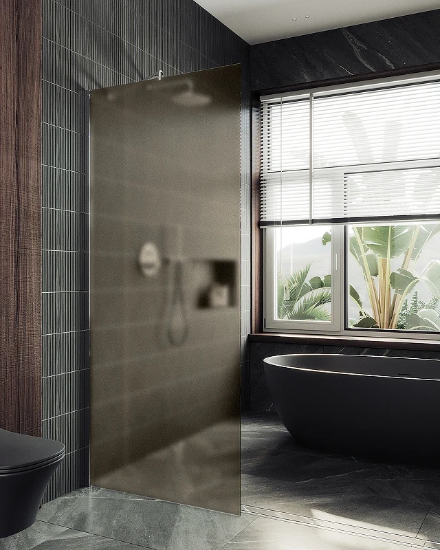 Душевая перегородка Maybah Glass MGD-703-5ш 690x1950 в широком профиле Хром матовый стекло бронзовое матовое